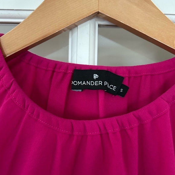 Pomander Place Tuckernuck Eliza Shift Dress Pink Fuchsia Long Sleeve Pockets S - Picture 5 of 11